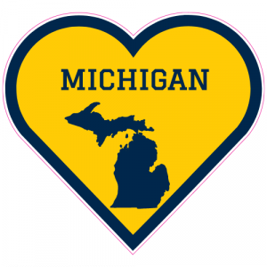 Michigan State Heart Shaped Decal - U.S. Customer Stickers