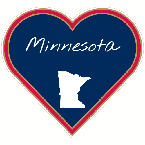 Minnesota Heart Shaped Decal - U.S. Customer Stickers
