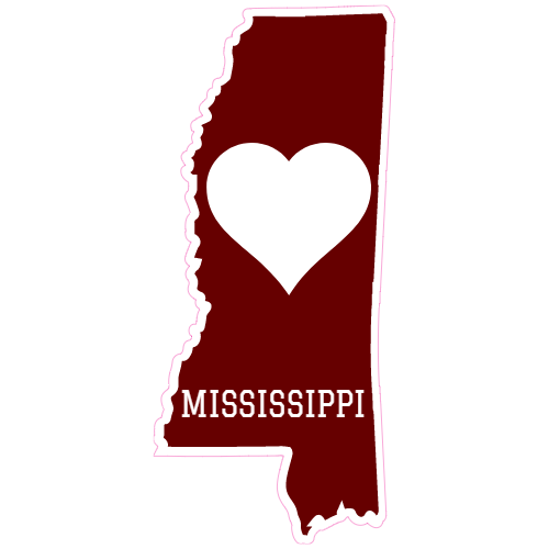 Mississippi Heart State Shaped Decal - U.S. Customer Stickers
