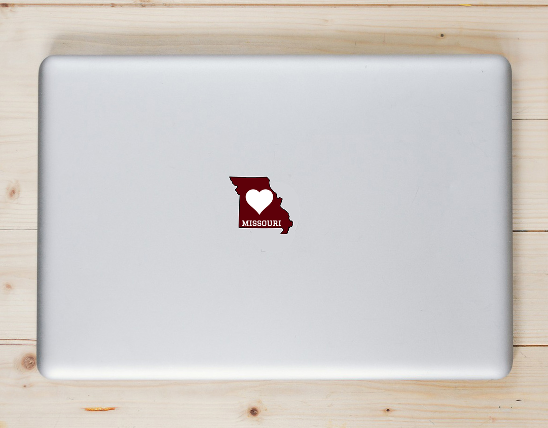 Missouri Heart State Shaped Sticker - Laptop Decal - U.S. Custom Stickers