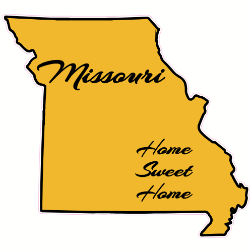 Missouri Home Sweet Home Gold State Decal - U.S. Customer Stickers