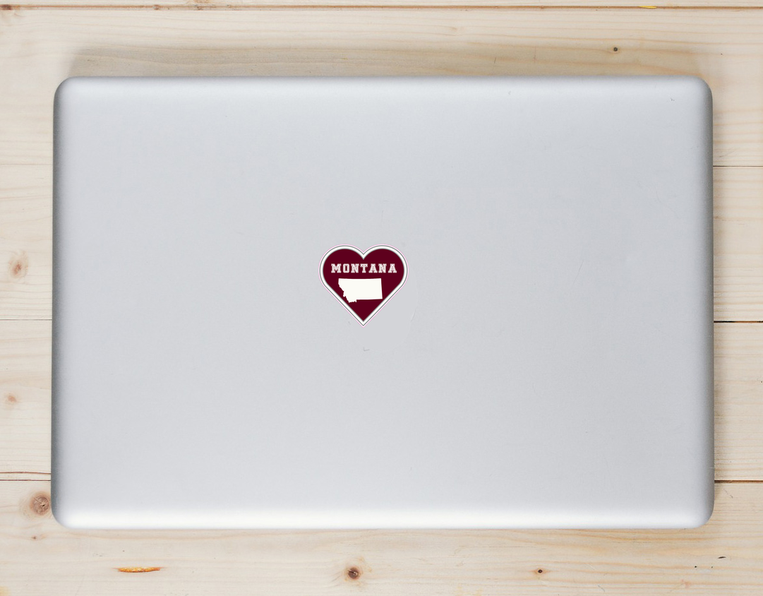 Montana State Heart Shaped Sticker - Laptop Decal - U.S. Custom Stickers