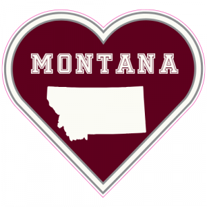 Montana State Heart Shaped Decal - U.S. Customer Stickers