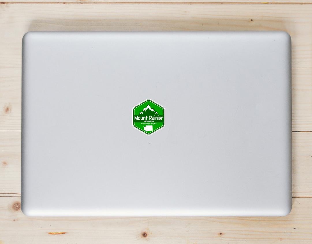 Mount Rainier Green Mountain Sticker - Laptop Decal - U.S. Custom Stickers
