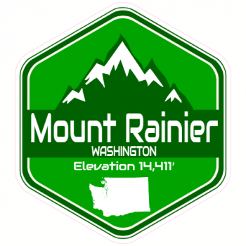 Mount Rainier Green Mountain Decal - U.S. Customer Stickers