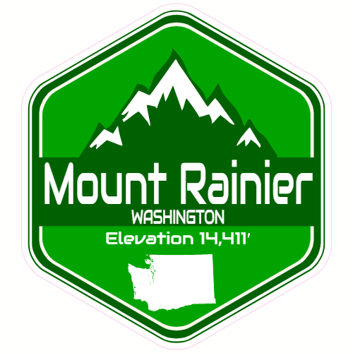 Mount Rainier Green Mountain Decal - U.S. Customer Stickers