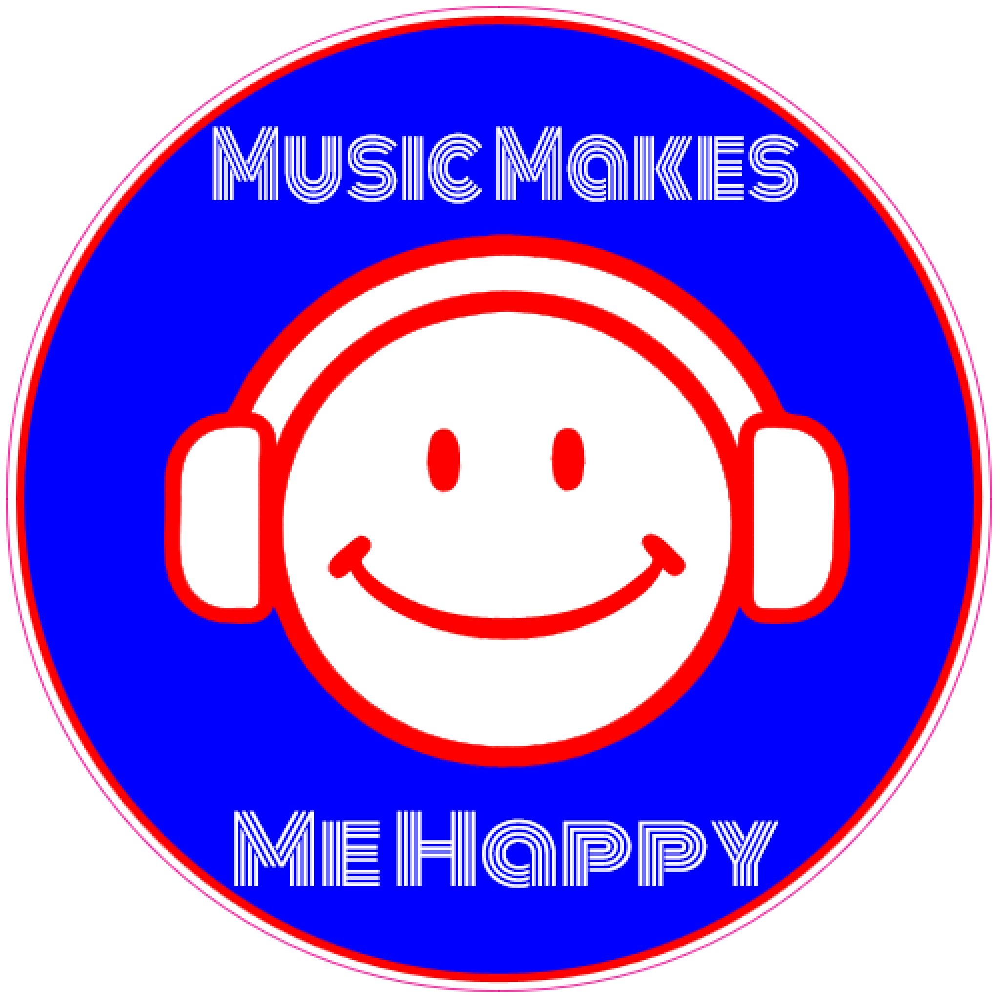 Music Makes Me Happy Blue Circle Decal U.S. Custom Stickers