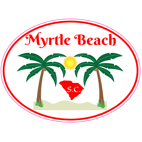 Myrtle Beach SC Palm Tree Sticker - U.S. Custom Stickers