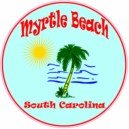 Myrtle Beach Sun Palm Water Circle Decal - U.S. Customer Stickers