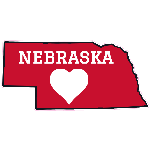 Nebraska Heart State Shaped Decal - U.S. Customer Stickers