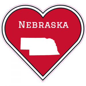 Nebraska State Heart Shaped Decal - U.S. Customer Stickers