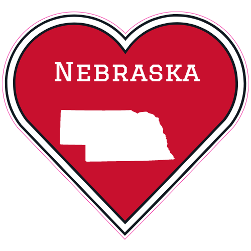 Nebraska State Heart Shaped Decal - U.S. Customer Stickers