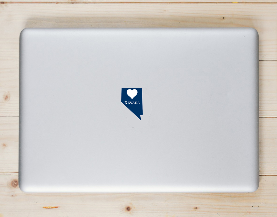 Nevada Heart Blue State Shaped Sticker - Laptop Decal - U.S. Custom Stickers
