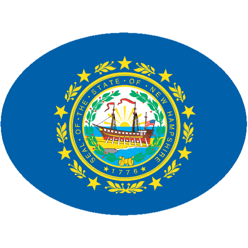 New Hampshire Flag Oval Decal - U.S. Customer Stickers