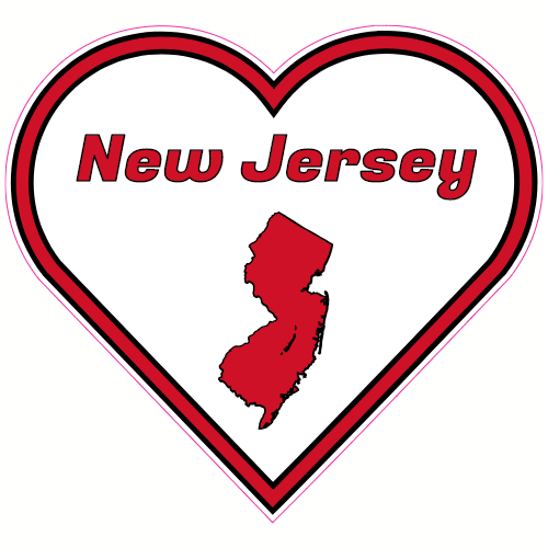 New Jersey Heart Shaped Decal - U.S. Customer Stickers