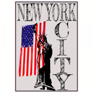 New York City Statue Of Liberty Flag Sticker - U.S. Custom Stickers