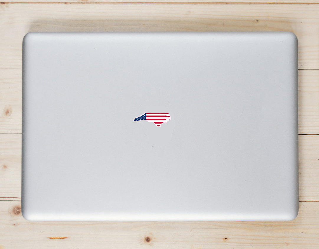 North Carolina American Flag Sticker - Laptop Decal - U.S. Custom Stickers