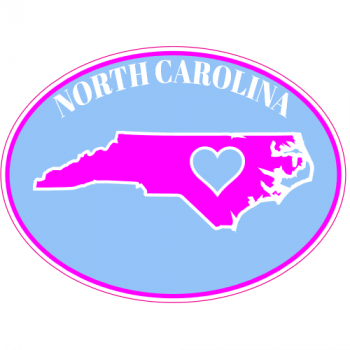 North Carolina Heart Oval Decal - U.S. Custom Stickers