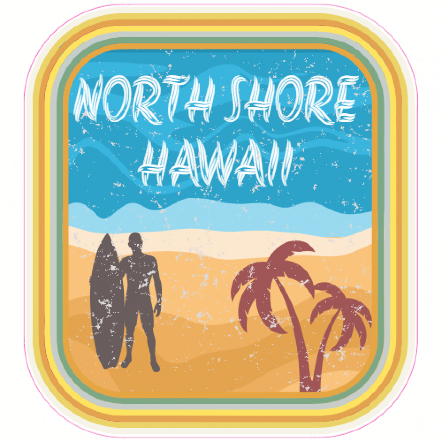 North Shore Hawaii Surf Sticker U.S. Custom Stickers