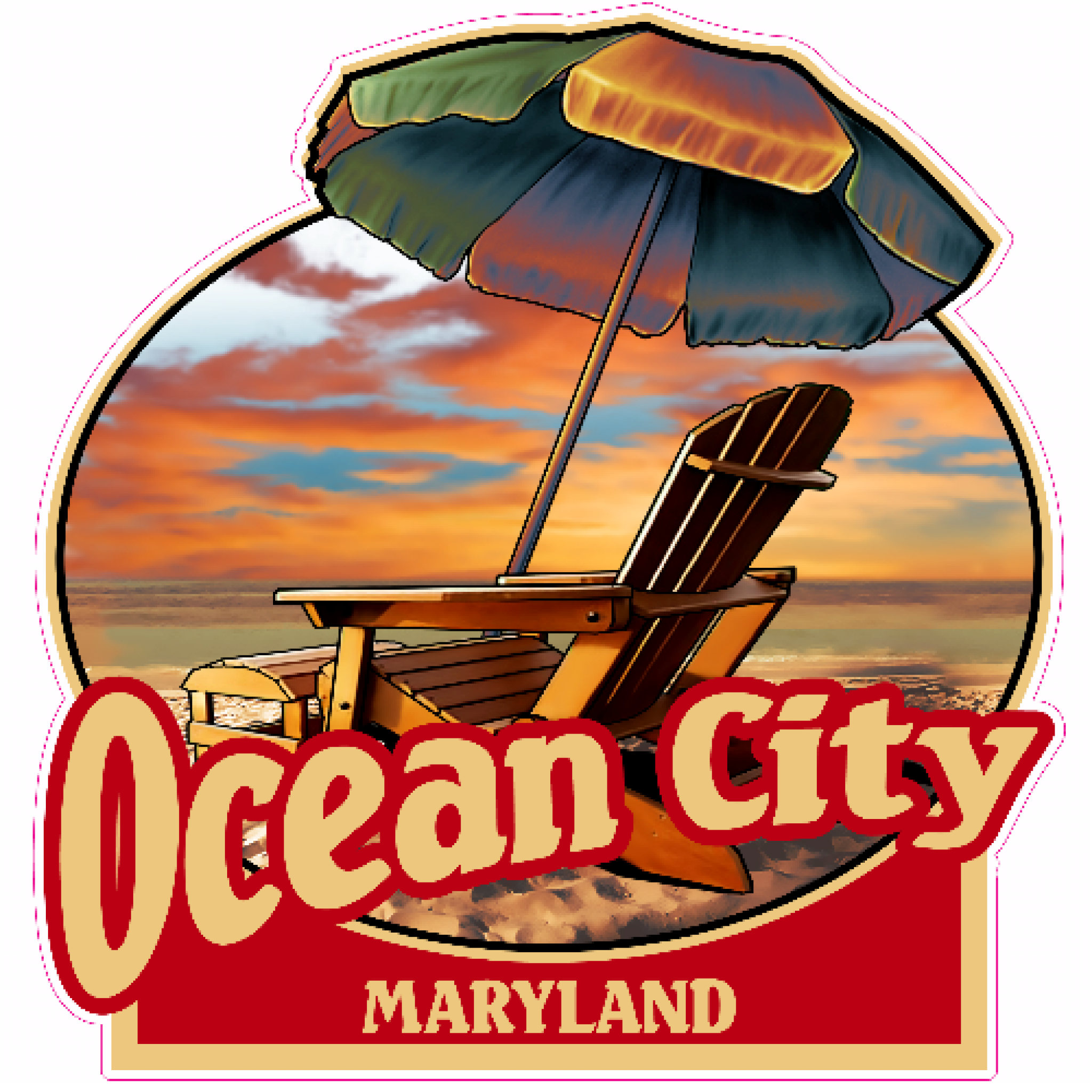 Ocean City Maryland Beach Sticker U.S. Custom Stickers