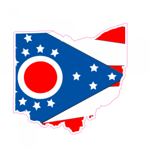 Ohio Flag State Shaped Decal - U.S. Customer Stickers