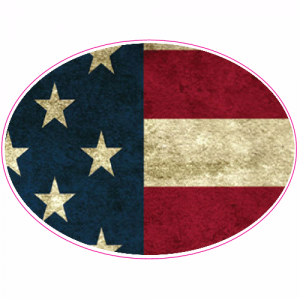 Old American Flag Oval Sticker - U.S. Custom Stickers