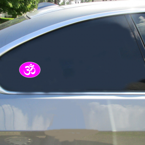 Om Pink Oval Sticker - Car Decals - U.S. Custom Stickers