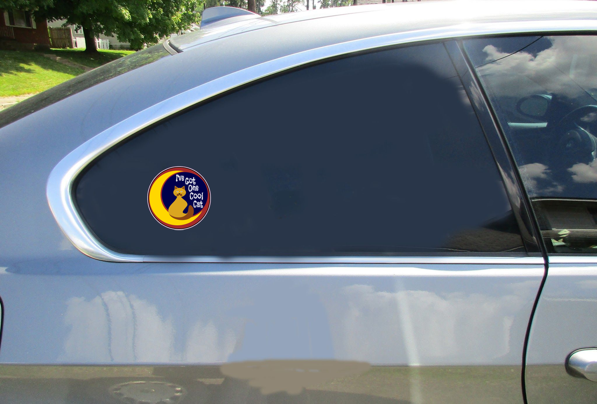 One Cool Cat Circle Sticker - Car Decals - U.S. Custom Stickers