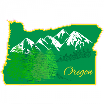 Oregon Mountains State Shaped Decal - U.S. Customer Stickers