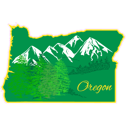 Oregon Mountains State Shaped Decal - U.S. Customer Stickers
