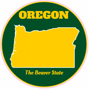 Oregon The Beaver State Circle Sticker - U.S. Custom Stickers