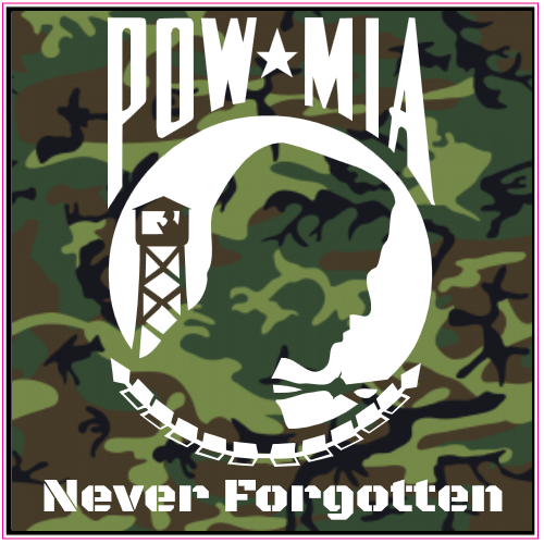 POW MIA Never Forgotten Camo Sticker - U.S. Custom Stickers