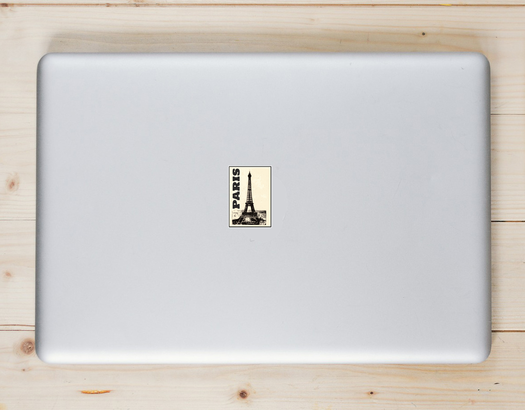 Paris Eiffel Tower Retro Sticker - Laptop Decal - U.S. Custom Stickers