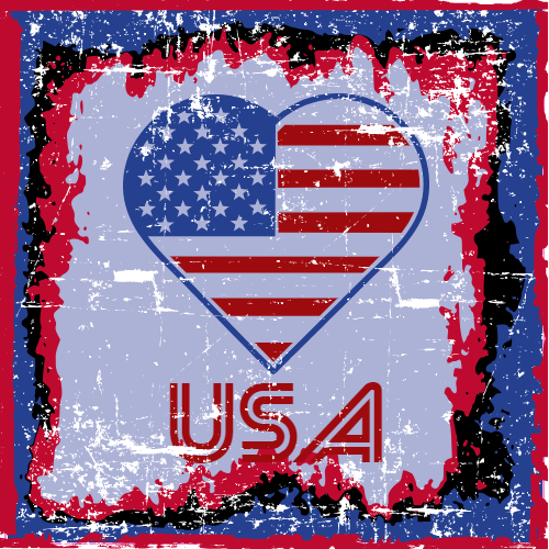 Patriotic USA Heart Retro Decal - U.S. Customer Stickers