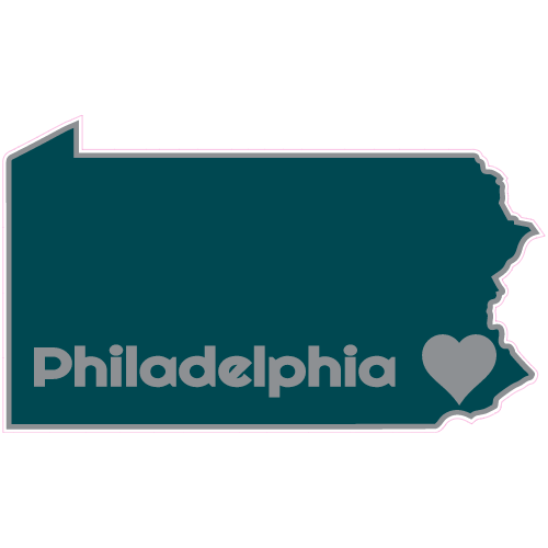 Philadelphia Heart State Shaped Decal - U.S. Customer Stickers