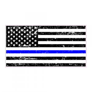 Police Blue Line Distressed Black Flag Decal - U.S. Customer Stickers