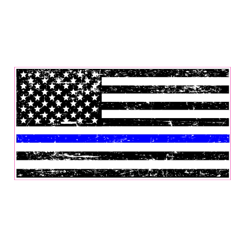 Police Blue Line Distressed Black Flag Decal - U.S. Customer Stickers