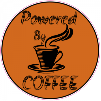 Powered By Coffee Circle Sticker - U.S. Custom Stickers