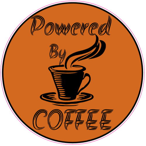 Powered By Coffee Circle Sticker - U.S. Custom Stickers