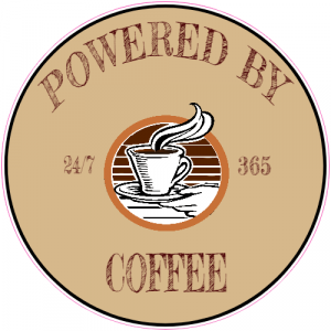 Powered By Coffee Sticker - U.S. Custom Stickers