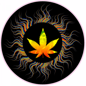 Psychedelic Marijuana Leaf Sticker - U.S. Custom Stickers