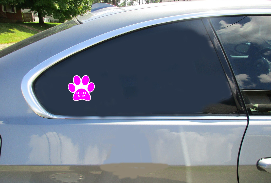Rescue Mom Paw Print Sticker - Car Decals - U.S. Custom Stickers