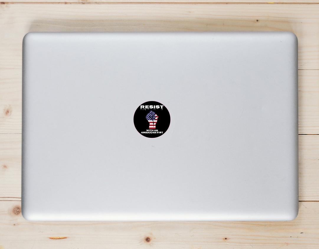 Resist With An American Fist Sticker - Laptop Decal - U.S. Custom Stickers