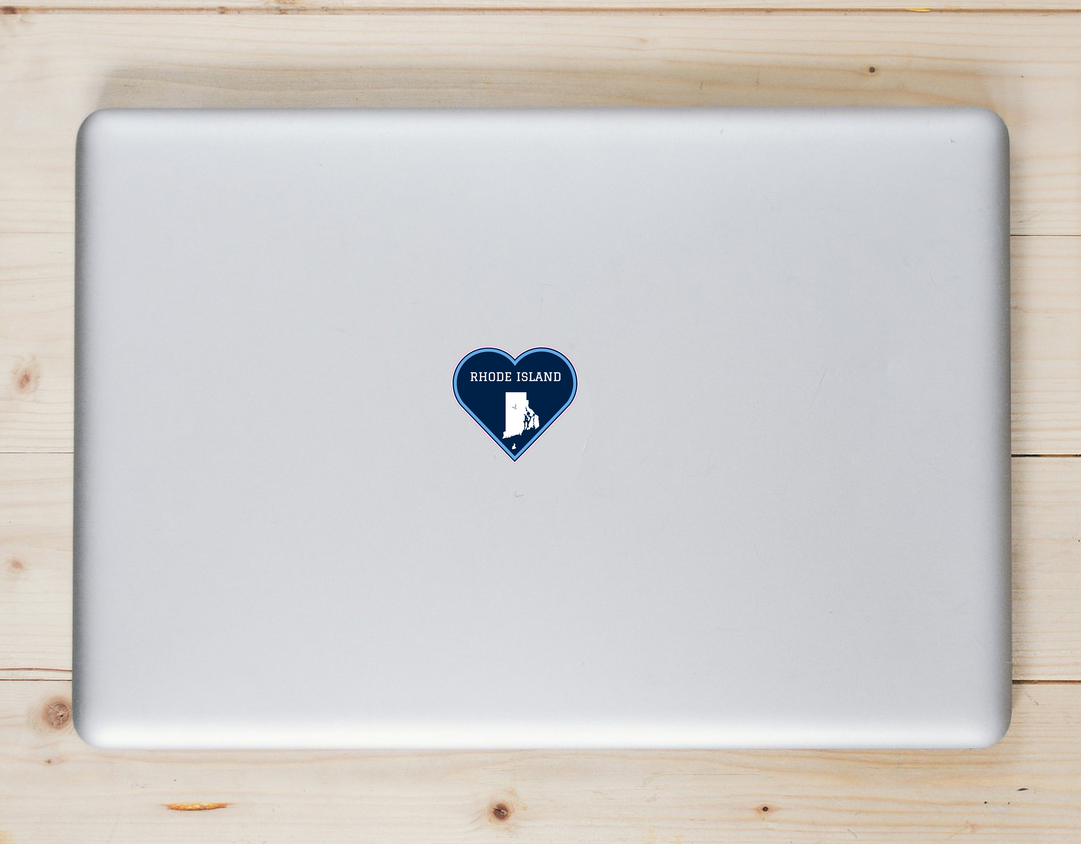 Rhode Island Heart Shaped Sticker - Laptop Decal - U.S. Custom Stickers