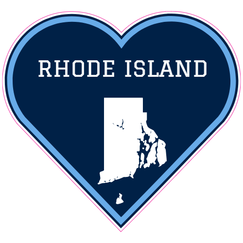 Rhode Island Heart Shaped Decal - U.S. Customer Stickers