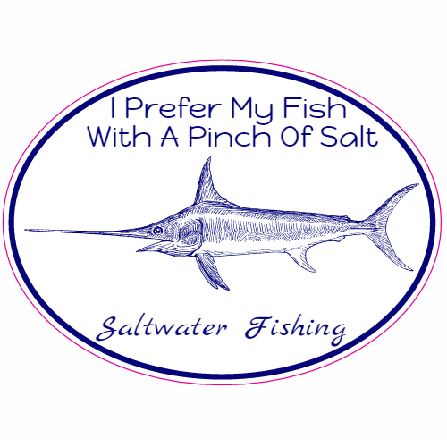 Saltwater Fishing Oval Sticker - U.S. Custom Stickers