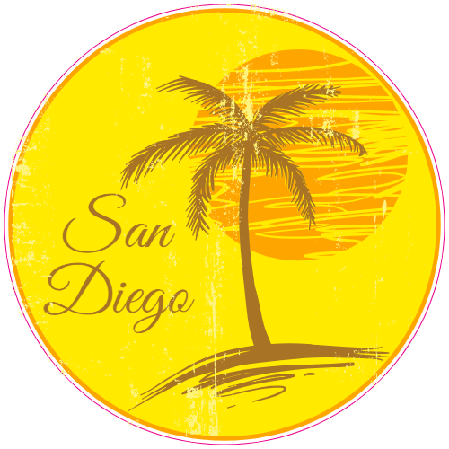 San Diego Palm Tree Circle Decal - U.S. Customer Stickers