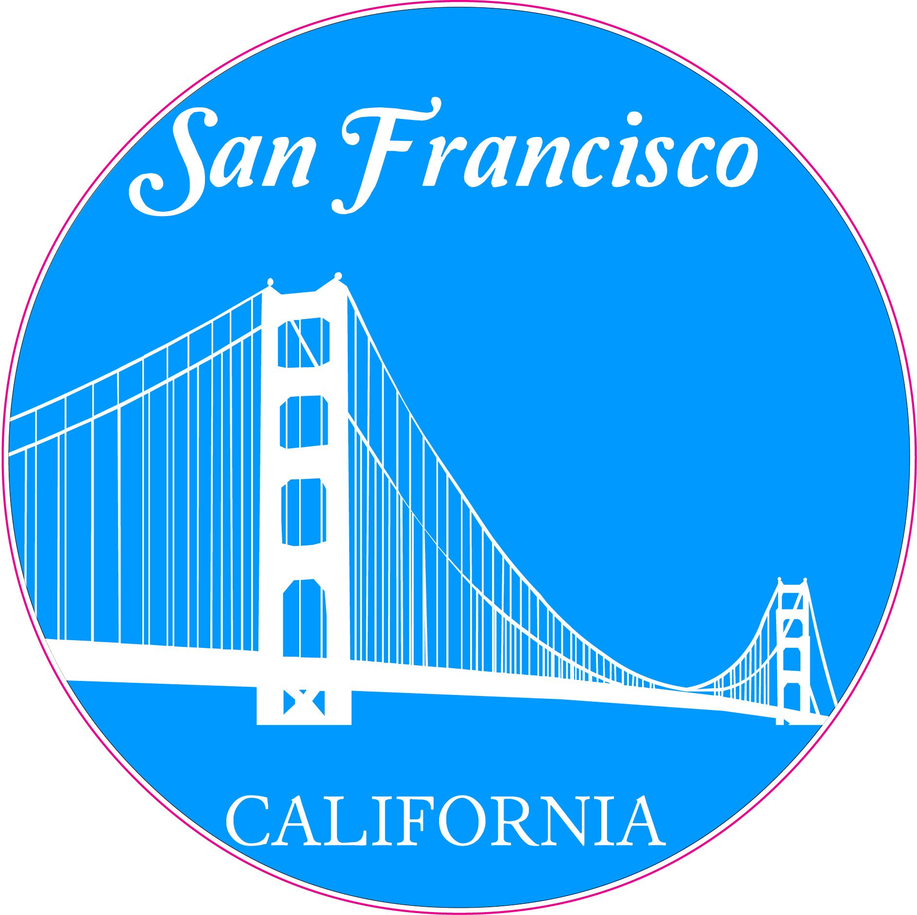 San Francisco Golden Gate Bridge Circle Sticker - U.S. Custom Stickers