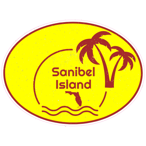Sanibel Island Beach Oval Decal - U.S. Customer Stickers