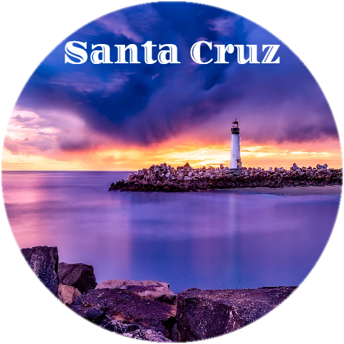 Santa Cruz California Lighthouse Circle Decal - U.S. Customer Stickers
